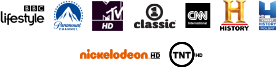 Pakiet podstawowy - kanały: BBC Lifestyle, Paramount, MTV Music, VH1 Classic, CNN, History, Polsat Viasat History, Nickelodeon HD, TNT