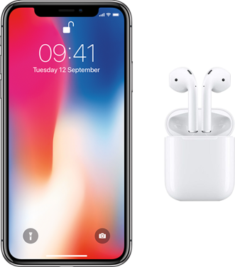 Apple iPhone X 64 GB + AirPods