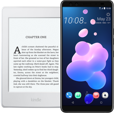 HTC U12+ z Kindle Paperwhite 3