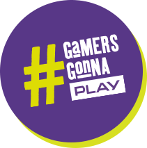 Okrągła ikona z tekstem '# GAMERS GONNA PLAY'