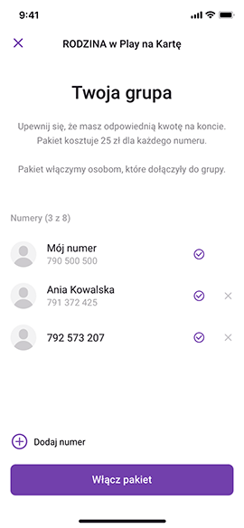 Ekran aktywacji pakietu z aplikacji Play24