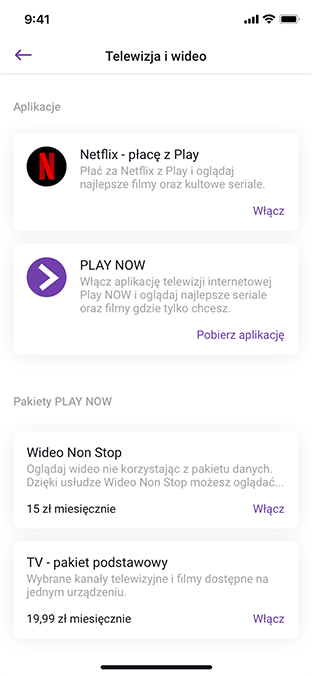Ekran telewizji i wideo aplikacji Play24