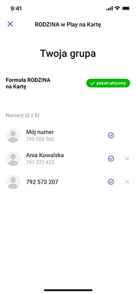 Ekran zarządzania grupą z aplikacji Play24